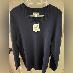 NWT Men's V-Neck Sweater Open Edit Navy, Size Small